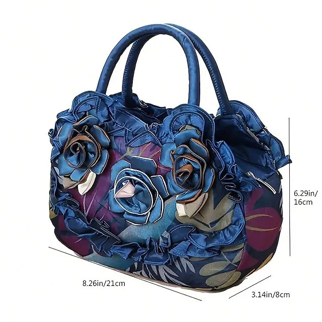 Women's Handbag Silk Party Daily Flower Durable Anti-Dust Solid Color Black Red Blue