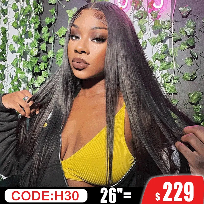 13×6 Straight Hair Frontal Wigs Human Hair 250% Density Sterly Straight Human Hair Wigs For Women