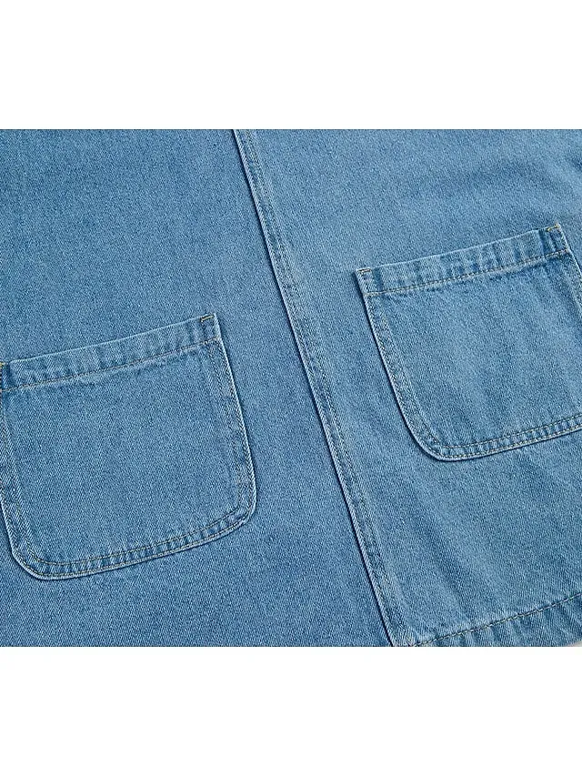 Women's Casual Dress Shift Dress Denim Overall Pinafore Dress Mini Dress Denim Fashion Modern Outdoor Daily Vacation U Neck Pocket Sleeveless Summer Spring 2023 Regular Fit Black Blue Gray Plain S M