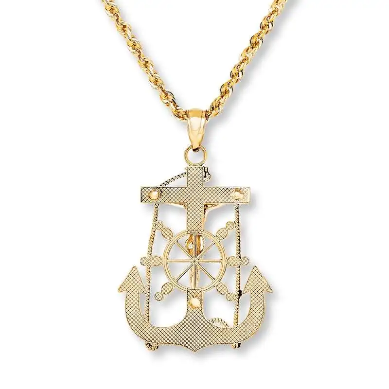 Cross Anchor Necklace 10K Yellow Gold 22