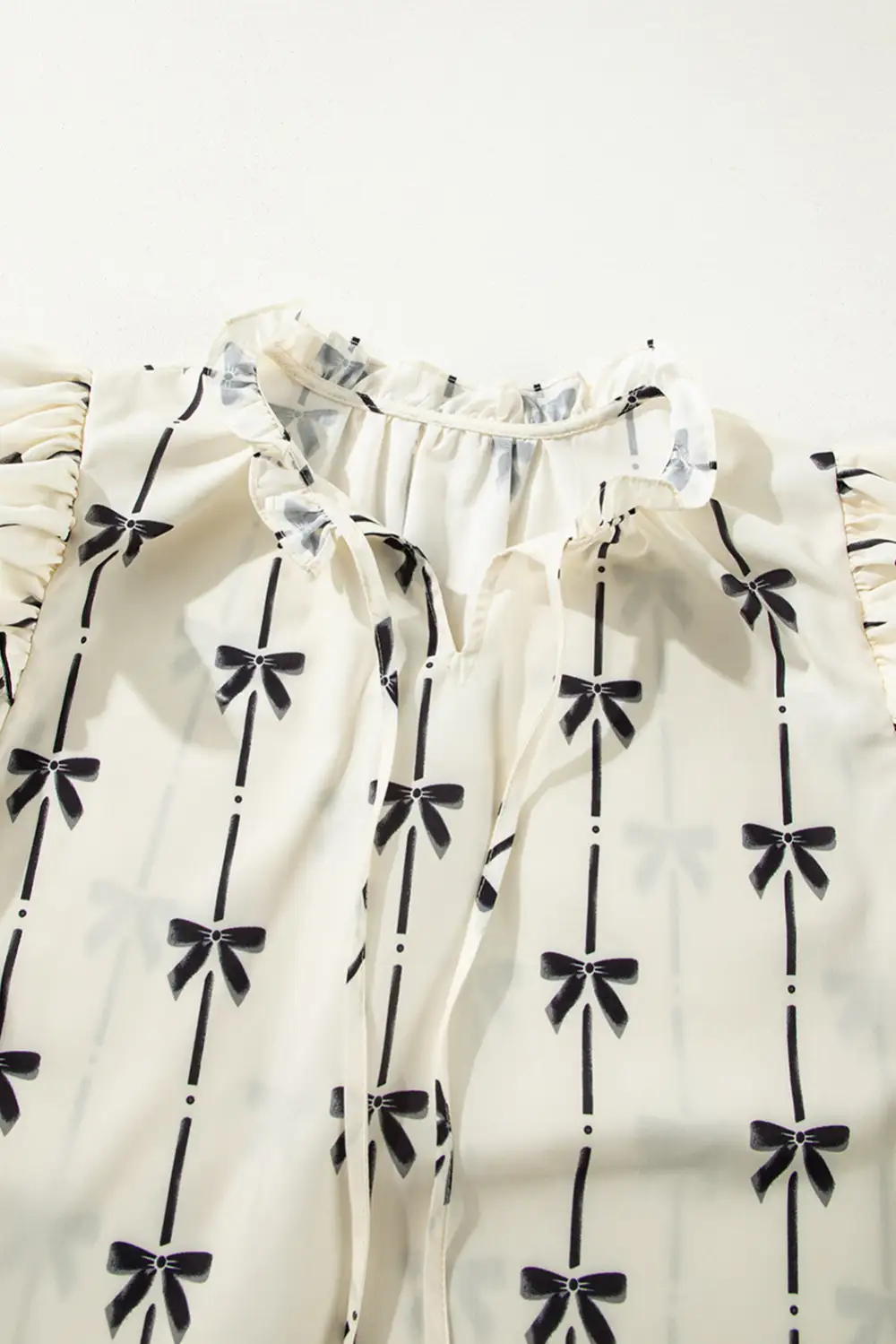 Everyday Striped Ruffled Bow Detail Blouse