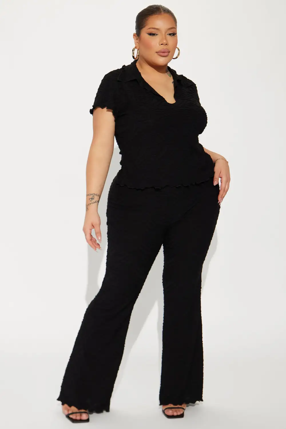 Zelda Textured Pant Set - Black