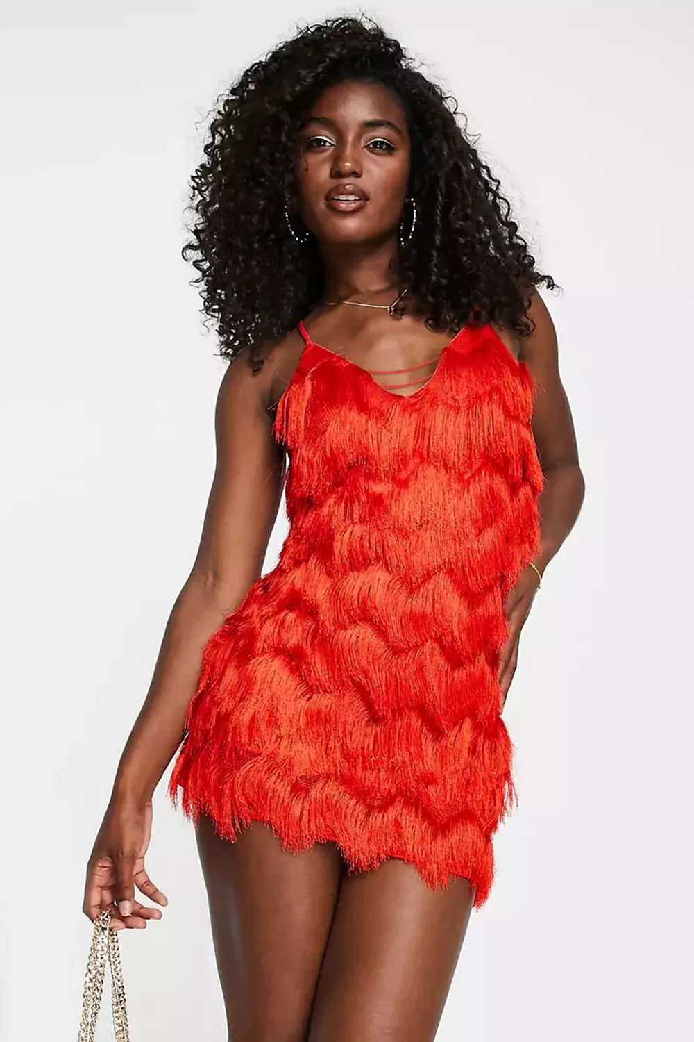 Miss Selfridge red ombre fringed dress