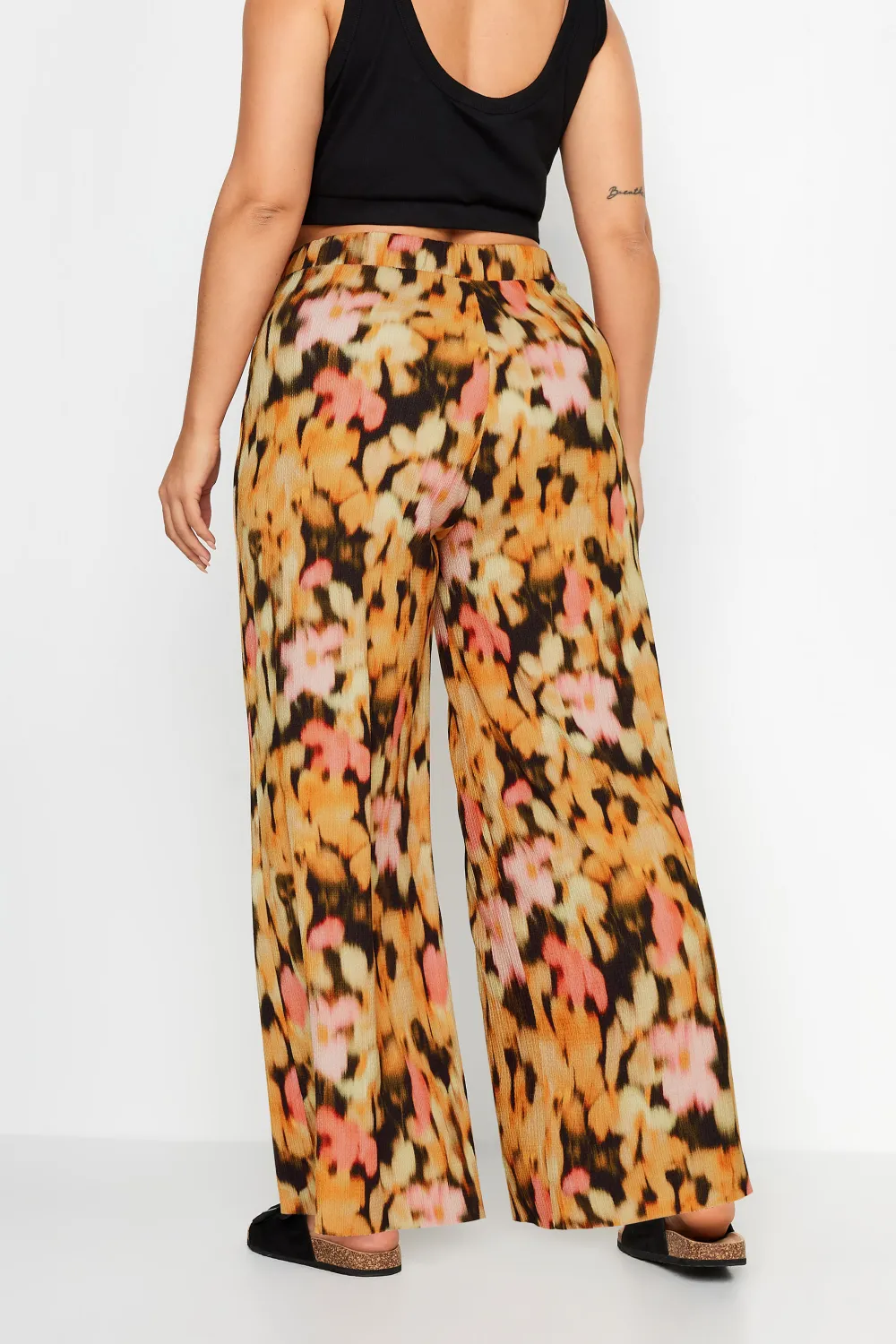 YOURS Curve Natural Brown Textured Wide Leg Trousers