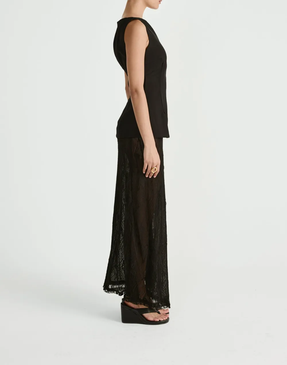 Low Waist Flowing Lace Skirt For Women