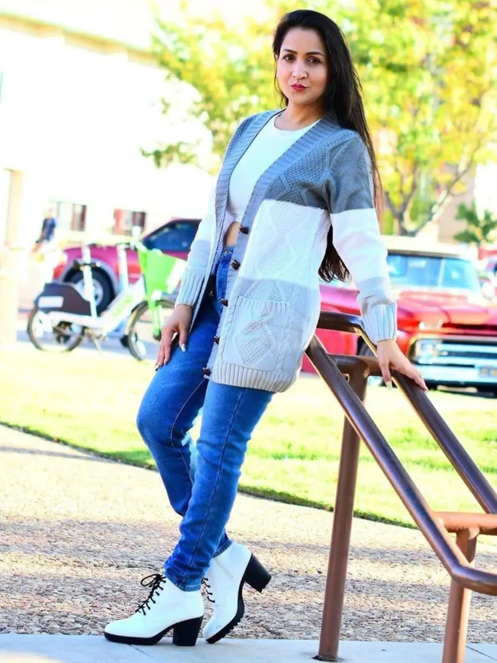 Womens Long Sleeve Open Front Buttons Cable Knit Pocket Sweater Cardigan