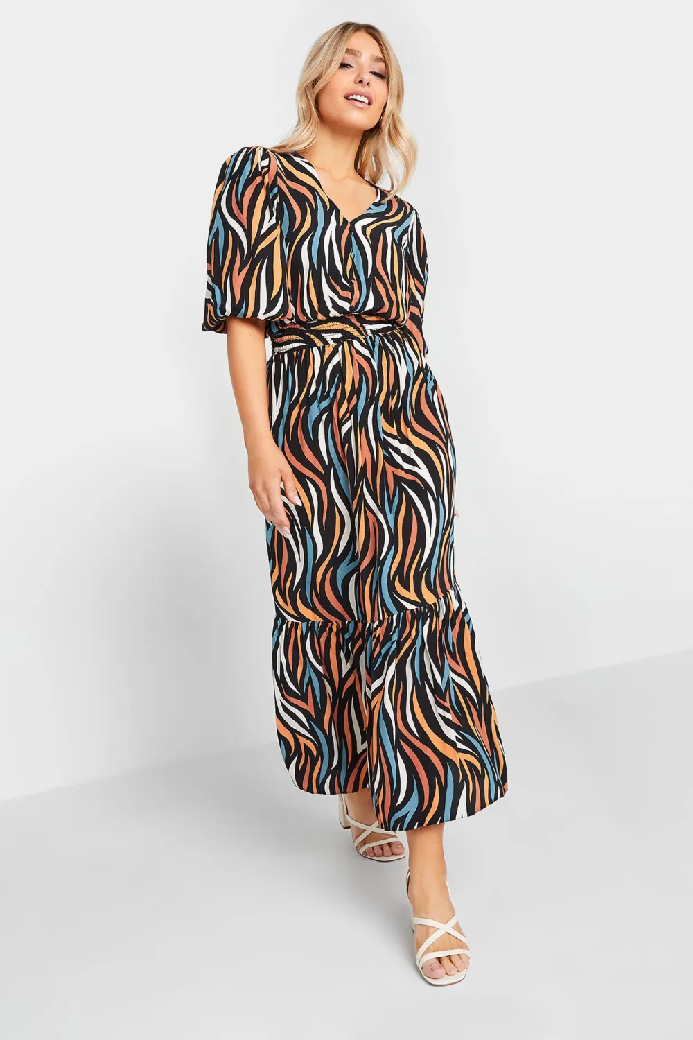 M&Co Black Abstract Print Maxi Dress