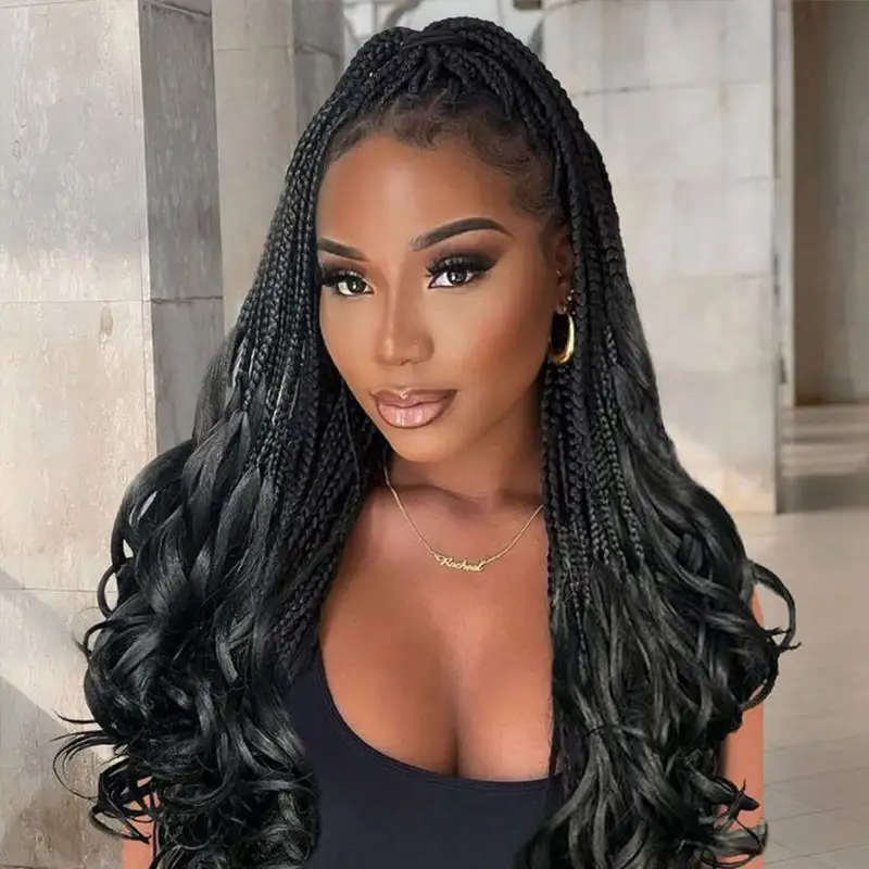 Crochet French Curls Human Hair Crochet Boho Box Braids Human Hair Curls Ends, Reusable Hair