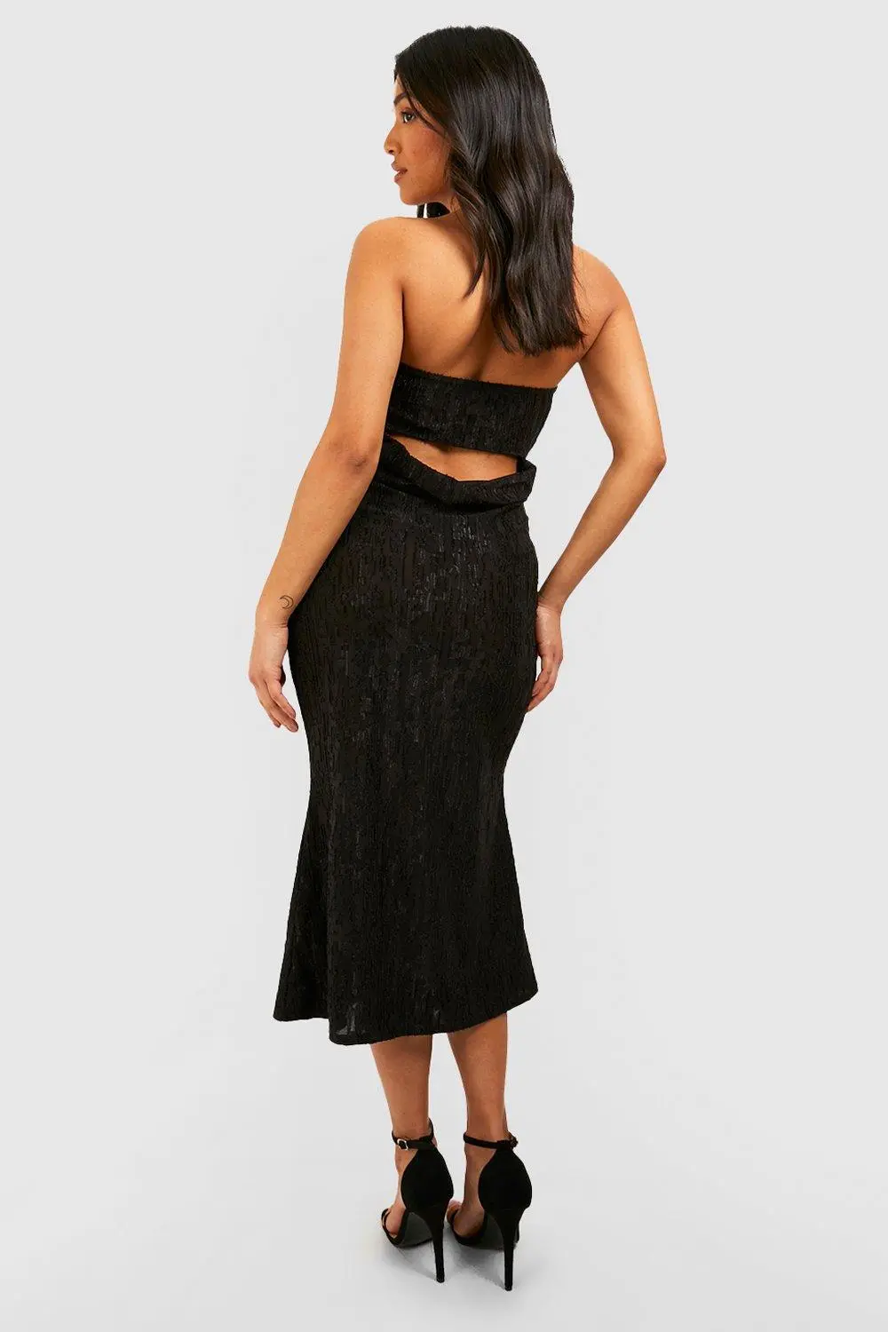 Spring/Summer PETITE TEXTURED SLINKY DRAPE BACK MIDAXI DRESS