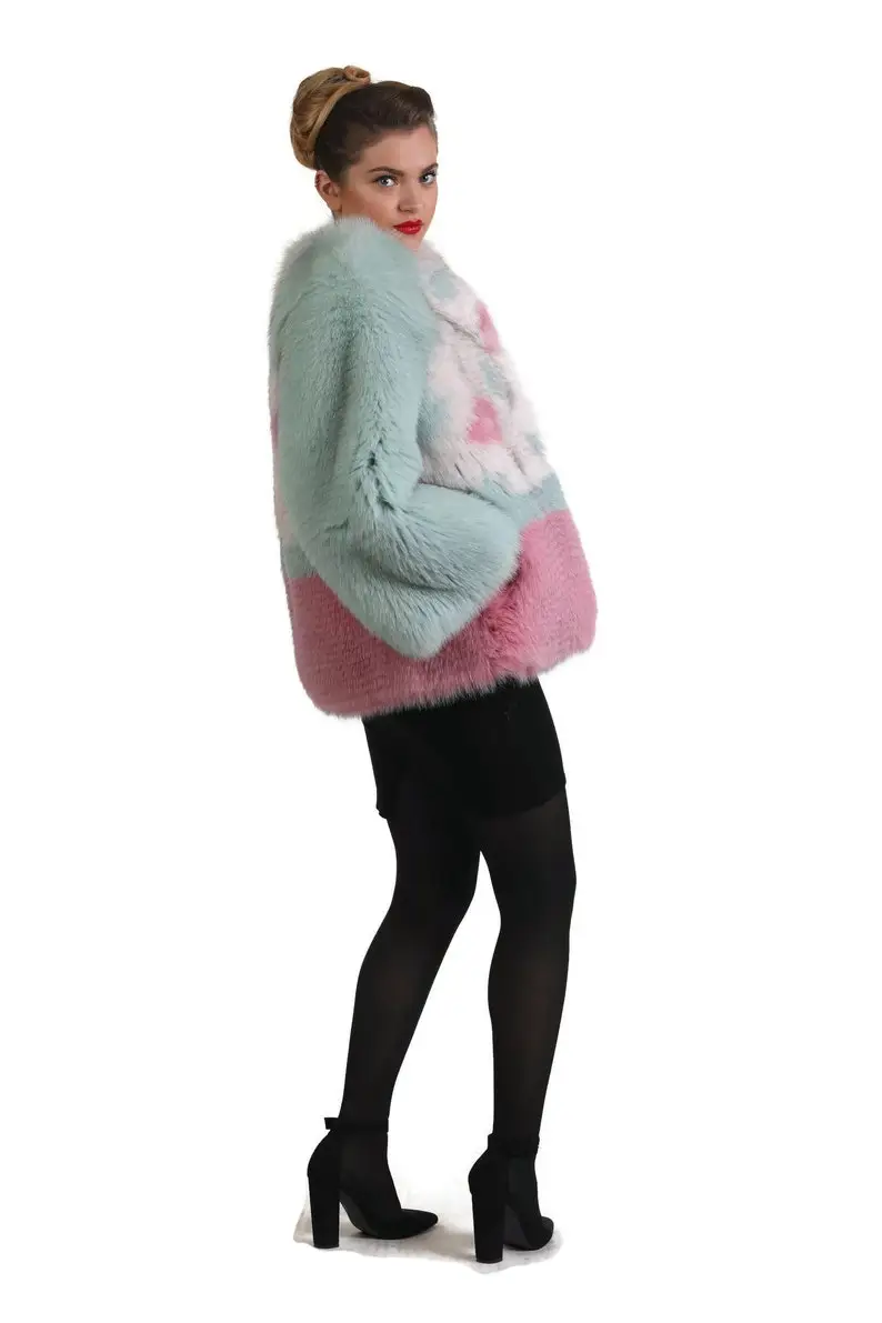 Multicolored  Fox Fur coat