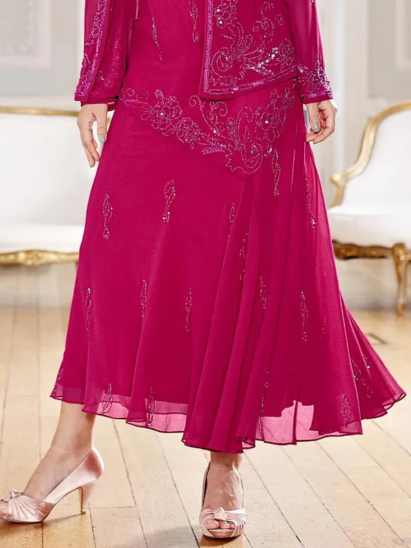 simple sequin chiffon jacket ladies dress