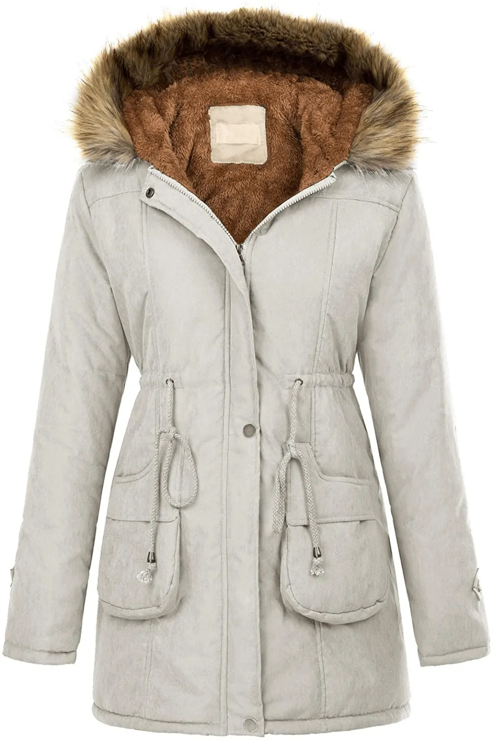 Women's Winter Coats Fleece Parkas Anoraks Hooded Military Jacket Coats M Black