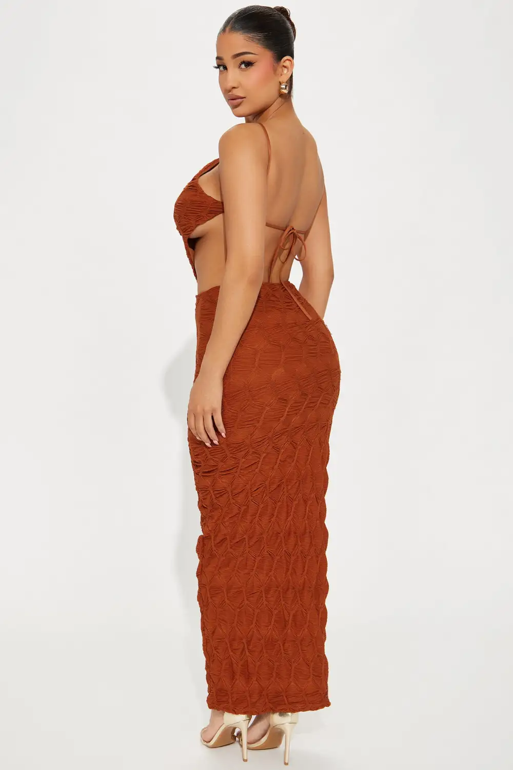 Luna Textured Skirt Set - Mocha