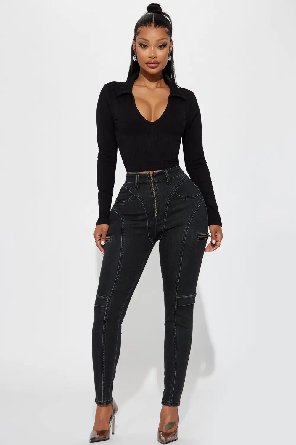 Amina Collared Top - Black