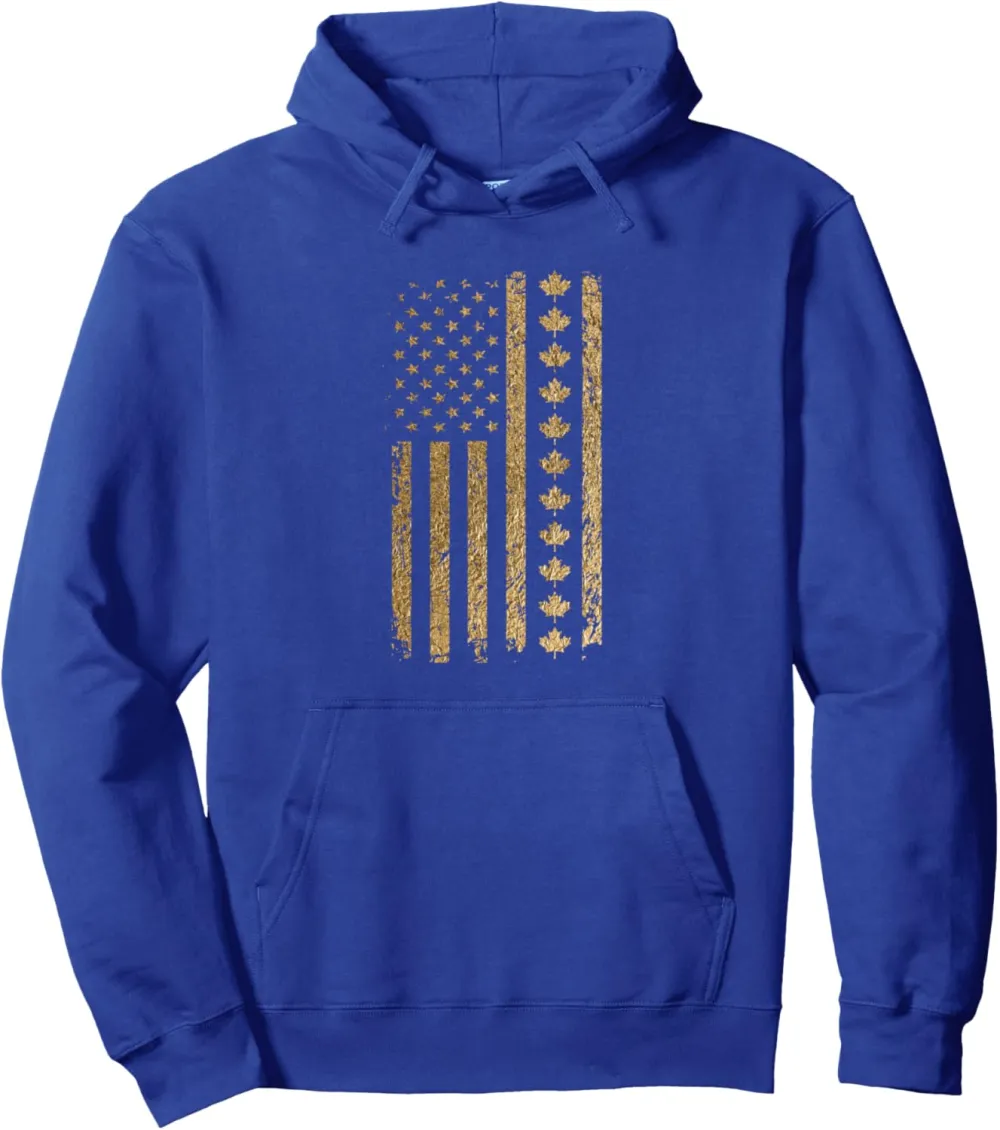 Our 51st state of America American Flag with Canada Maple Pullover Hoodie