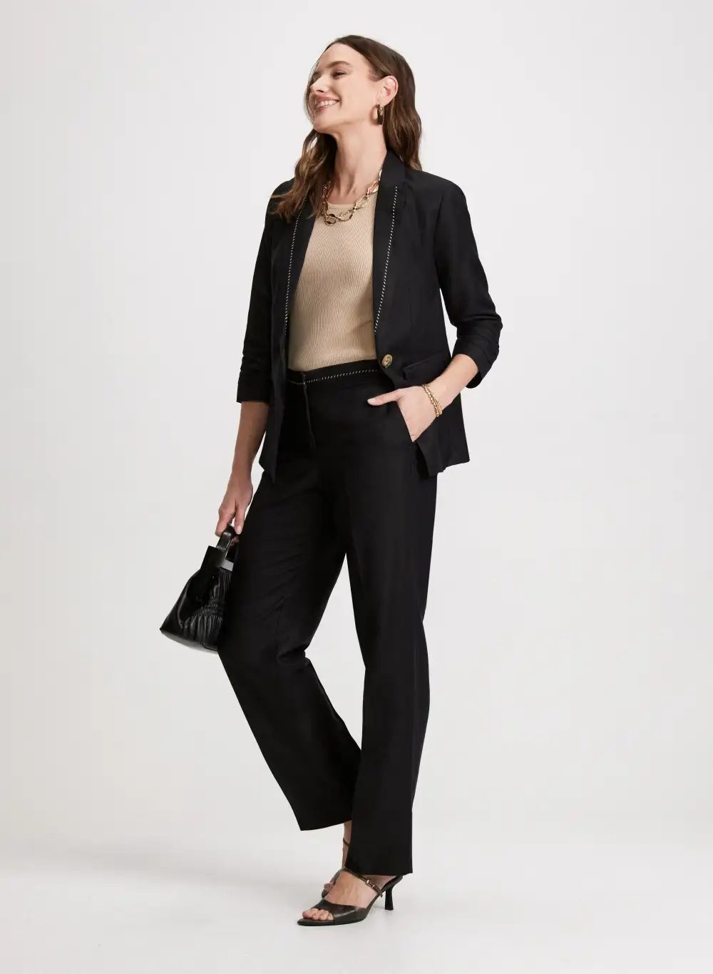 Wide Leg Linen-Blend Pants