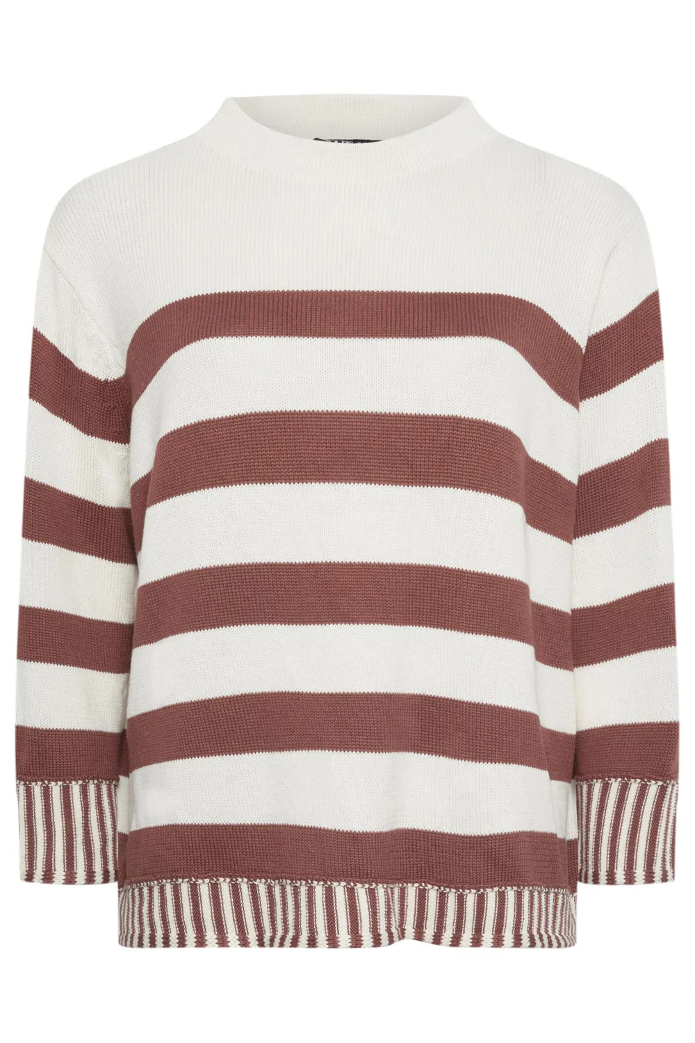 YOURS Curve White & Brown Stripe Jumper