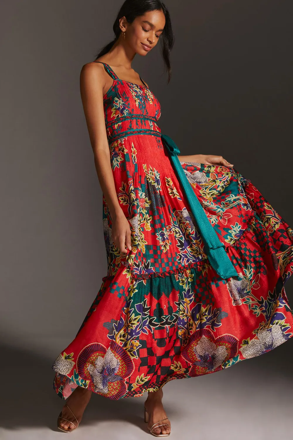 Bhanuni by Jyoti Pleated Floral Midi Dress