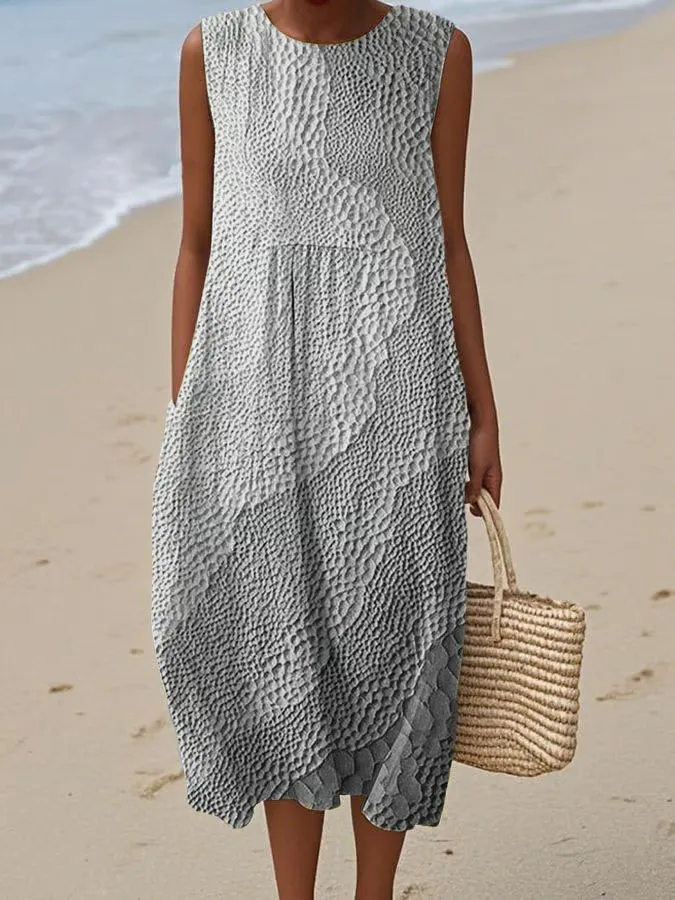 Women's Casual Printed Round Neck Sleeveless Dress