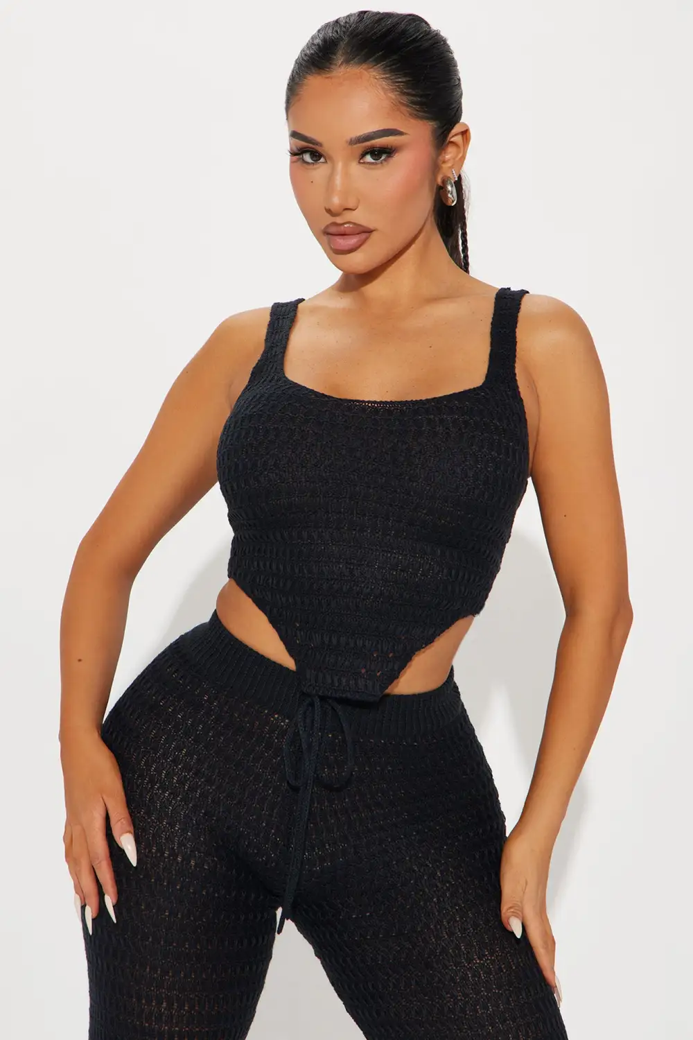 Carol Crochet Pant Set - Black