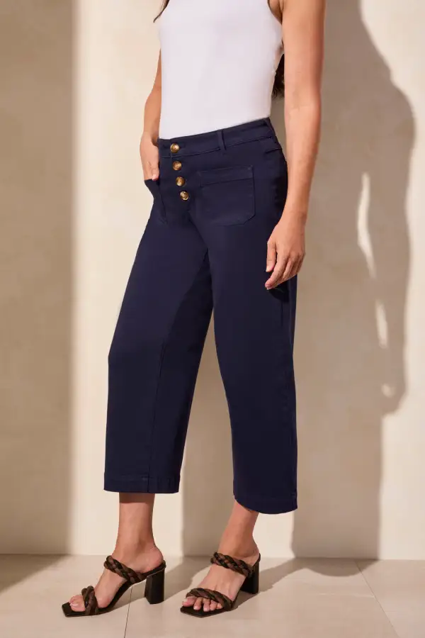 Audrey Comfort Stretch Cropped Wide Leg Jeans-Nautical