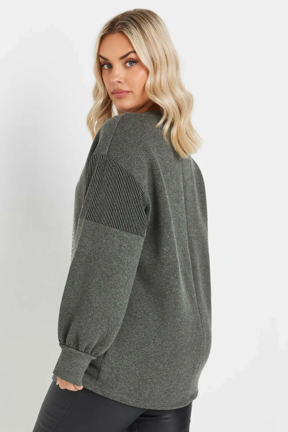 YOURS Curve Blue 'Merry Christmas' Diamante Embellished Sweatshirt