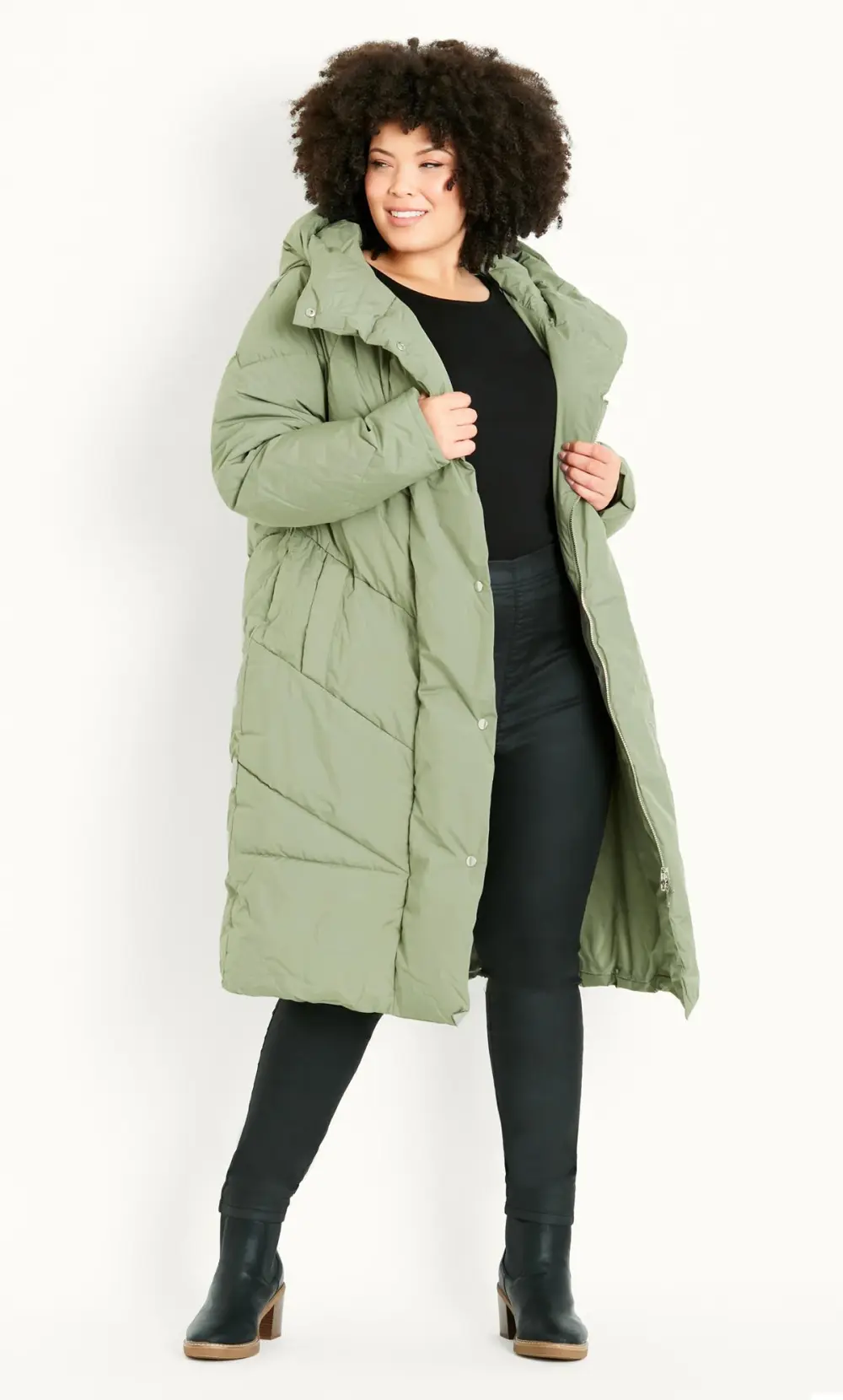 Evans Green Funnel Midaxi Coat