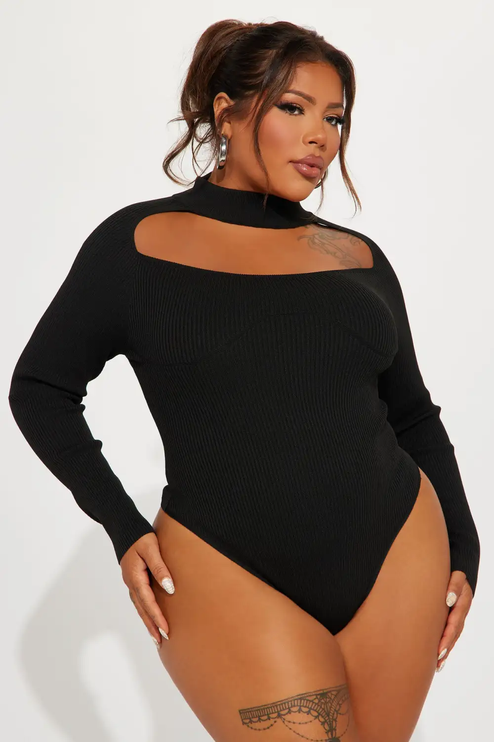 Jodeci Sweater Bodysuit - Black