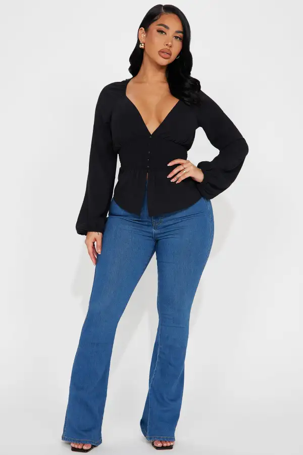 Garden Dates Blouse Top - Black