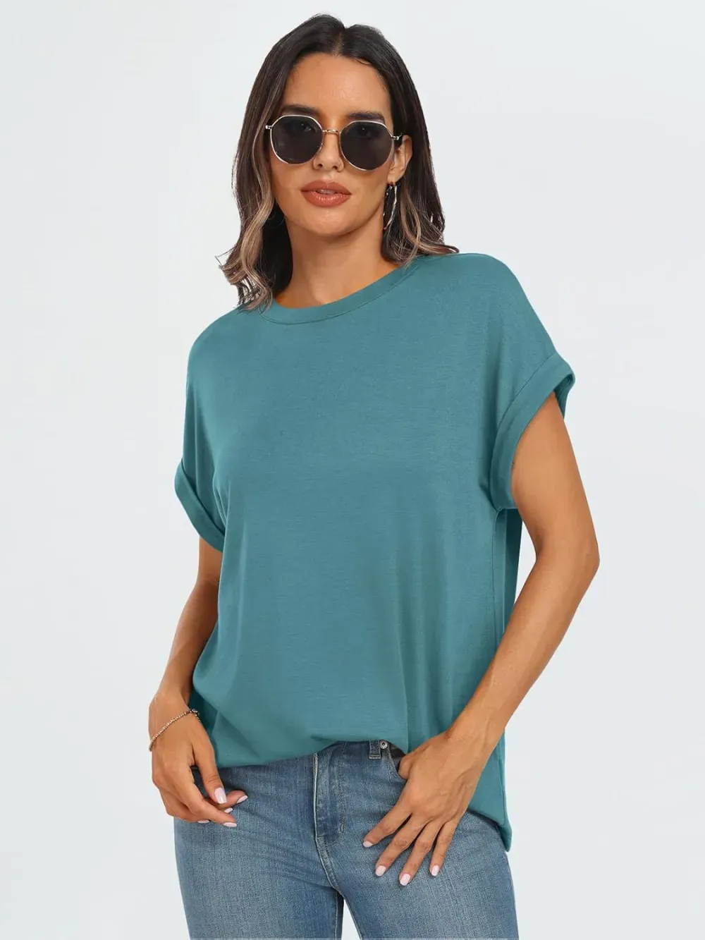 AUTOMET Women Tops Casual Basic T Shirts Loose Fit Crewneck Short Sleeve Summer Outfits