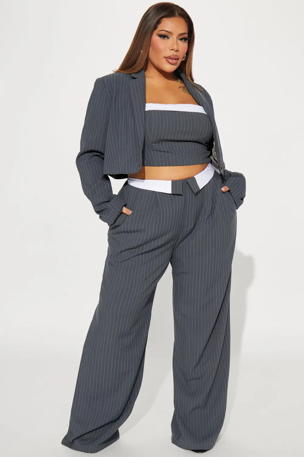It Girl 3 Piece Pant Set - Grey