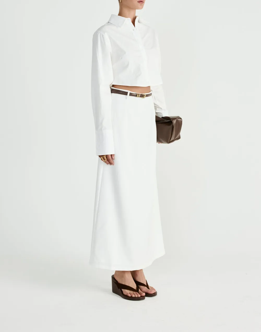 Casual Simple Cropped Shirt Top