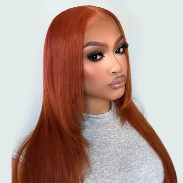 Affordable Ginger Layered 13×6 Straight Human Hair Wig Wear Go Glueless Wig Sterly Hair