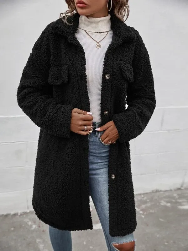 Drop Shoulder Flap Detail Cotton Coat