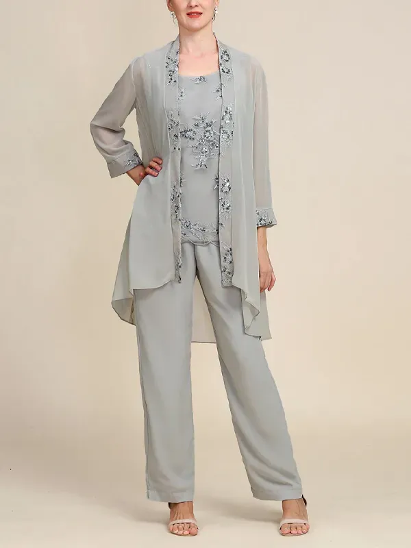 Round Neck Printed Vest Top Trousers Three-piece Suit