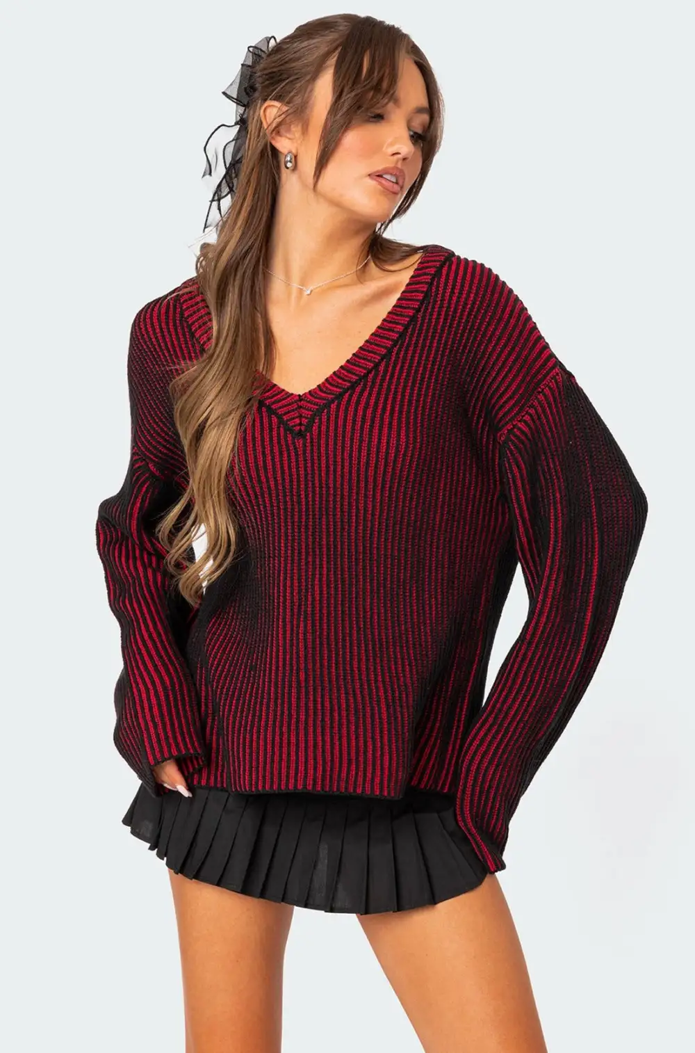 Contrast Texture Oversized Sweater