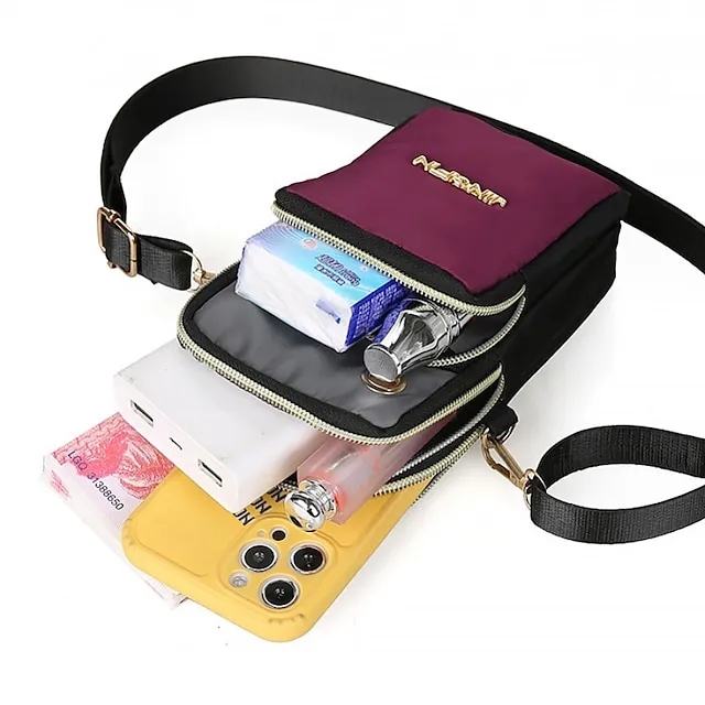 Men's Women's Crossbody Bag Shoulder Bag Wristlet Mobile Phone Bag Oxford Cloth Outdoor Daily Zipper Large Capacity Waterproof Lightweight Color Block Black Red Blue