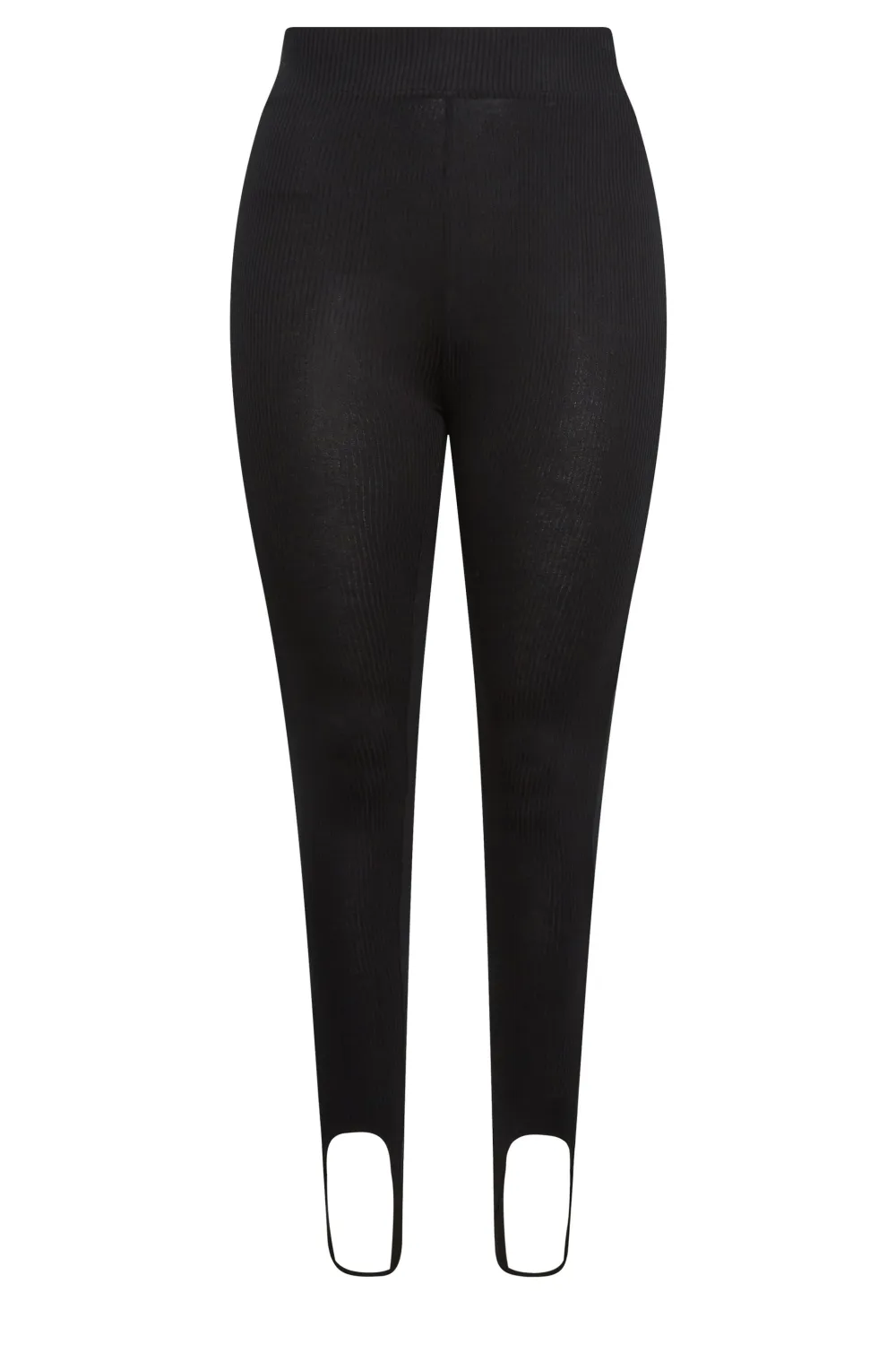 YOURS Curve Black Ribbed Stirrup Leggings