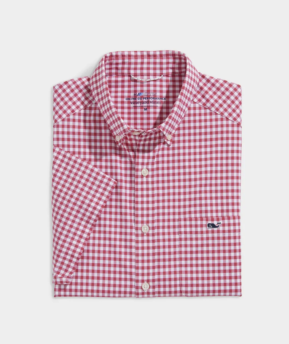 On-The-Go Nylon Short-Sleeve Gingham Shirt