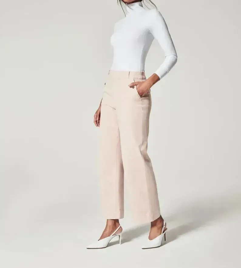 Stretch Twill Cropped Wide Leg Pant