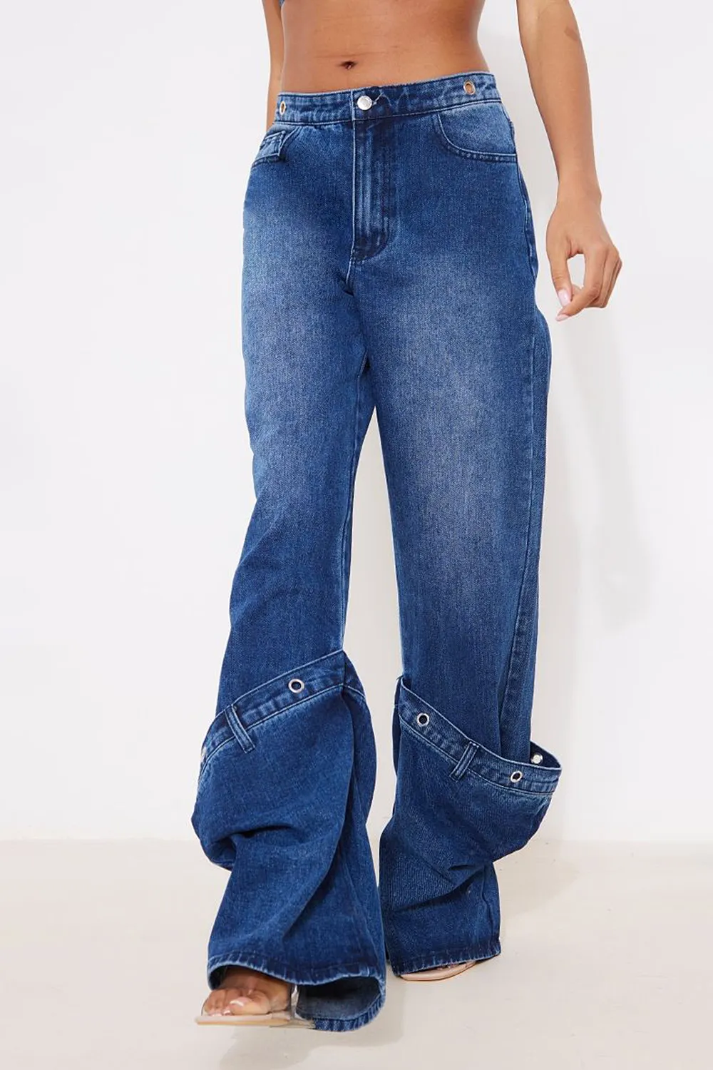 Dark Indigo Eyelet Detail Denim Set