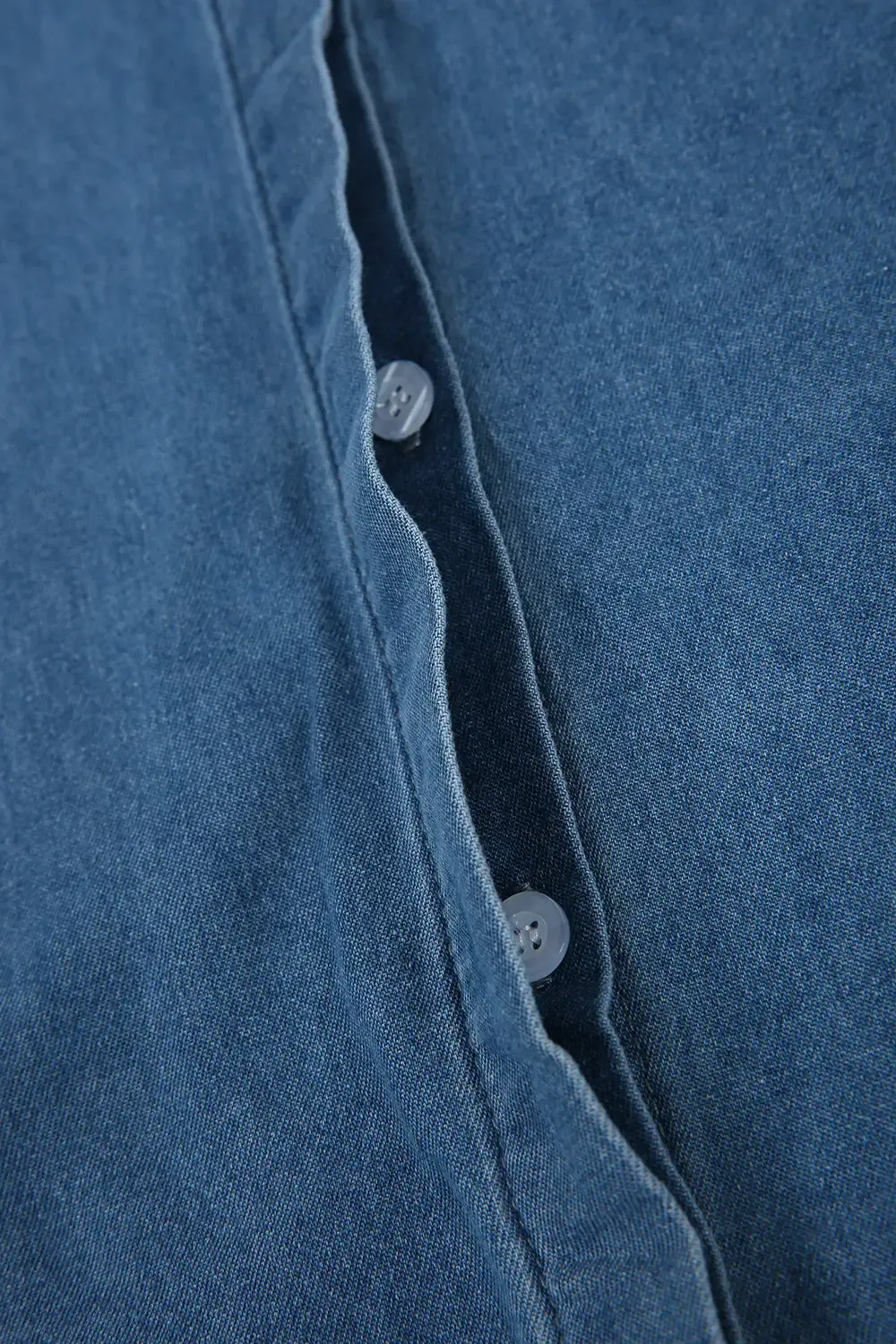 Oversized Chambray Denim Button Front Blouse Midi Dress