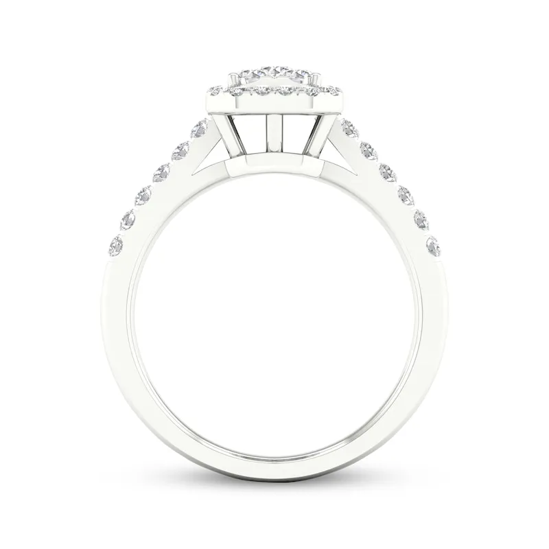 Multi-Diamond Center Octagon Frame Engagement Ring 1/2 ct tw 10K White Gold