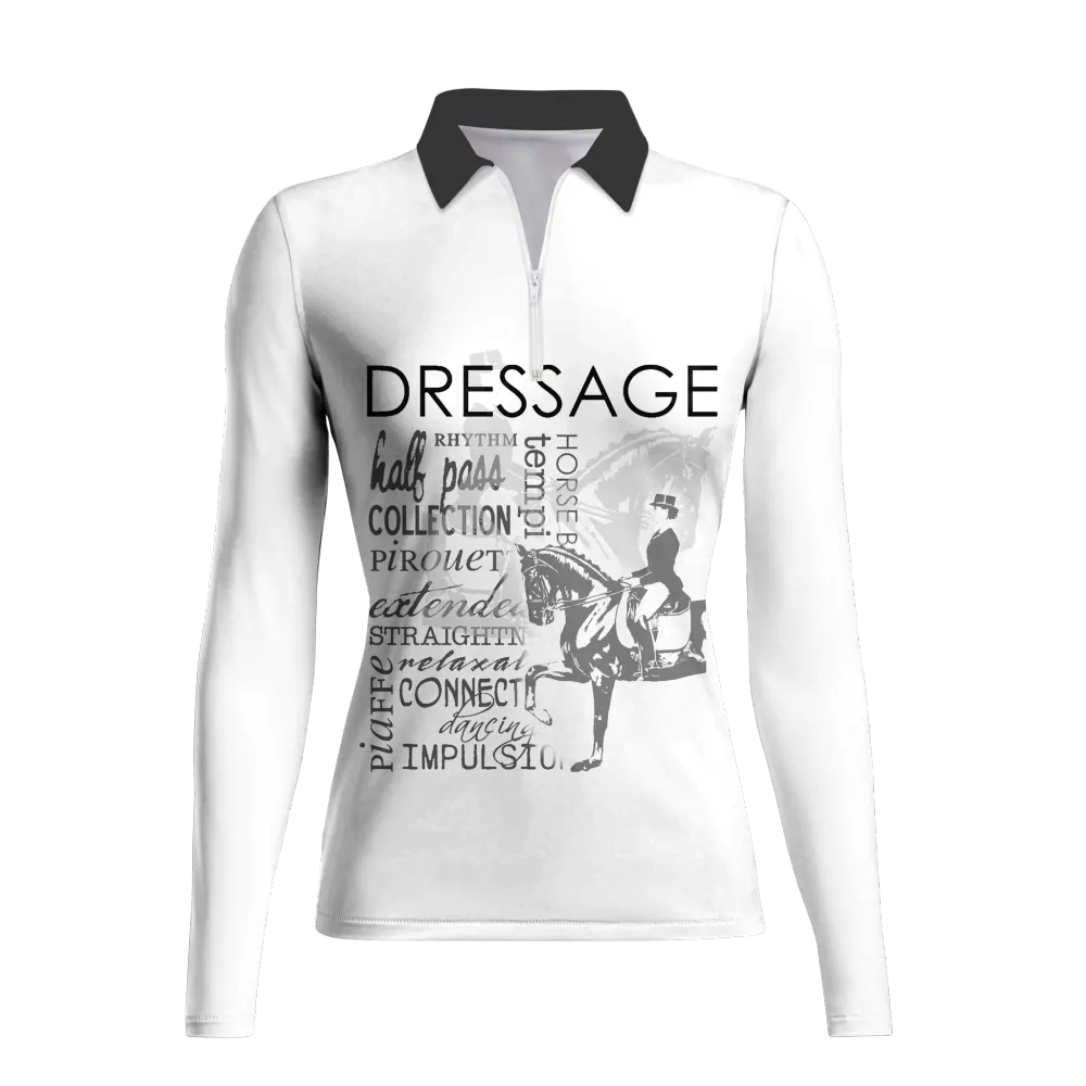 Women's Riding Style Dressage Print Long Sleeve Casual Lapel Shirt