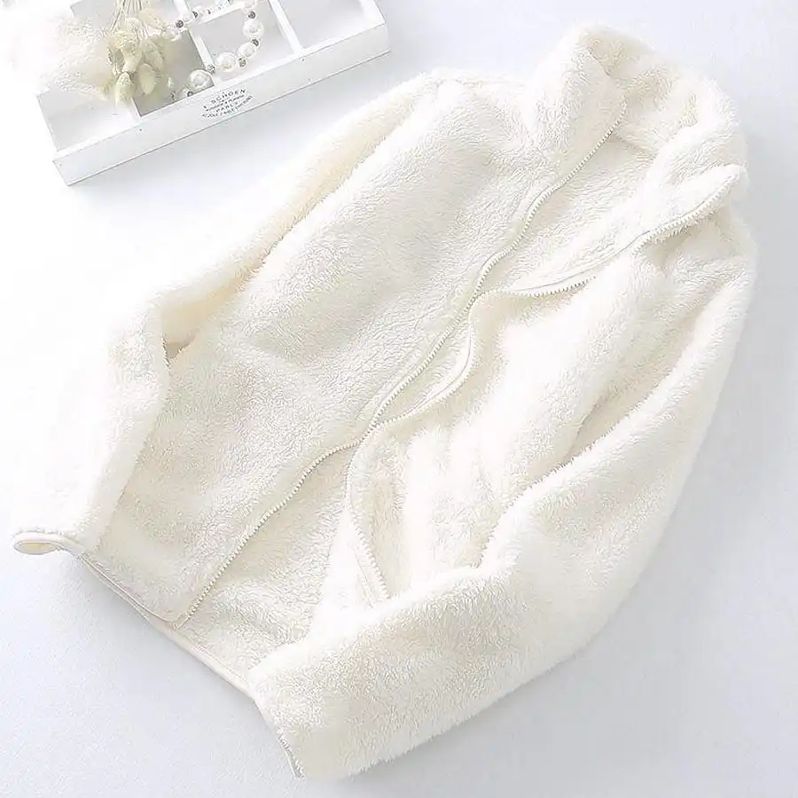 Women's Fleece Cardigan Stand-up Collar Jacket Thick Warm