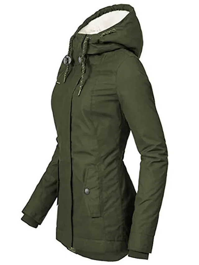 Women's Parka Street Fall Winter Puffer Jacket Coat Windproof Warm 3 in 1 Loose Casual Sports Jacket Long Sleeve Solid Color Zipper Purple Blushing Pink Waterpoof Daily Wear Down Parkas Lined