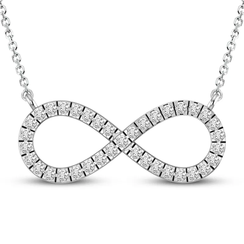 Diamond Infinity Necklace 1/6 ct tw Round-cut 10K White Gold 18