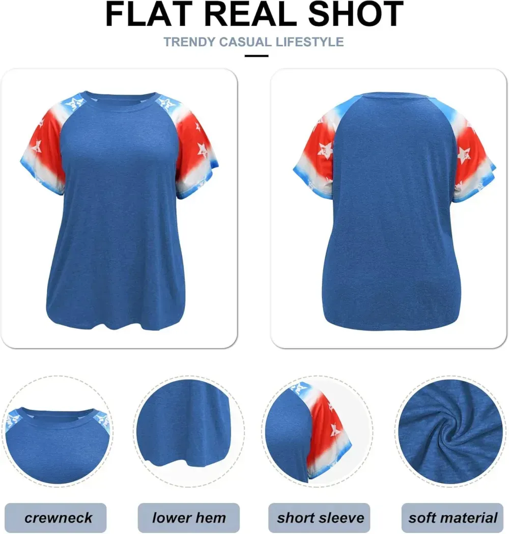 HDLTE Womens Plus Size Tops Floral Bell Sleeves Blouses Summer Crewneck Tunic Loose Casual T Shirts