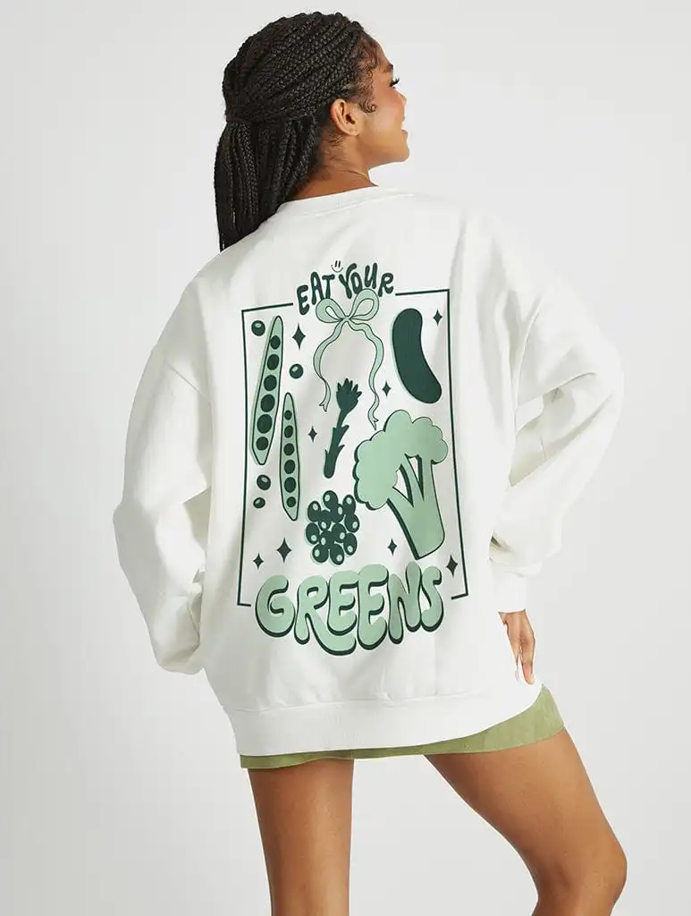 Eat Your Greens Sweatshirt In White