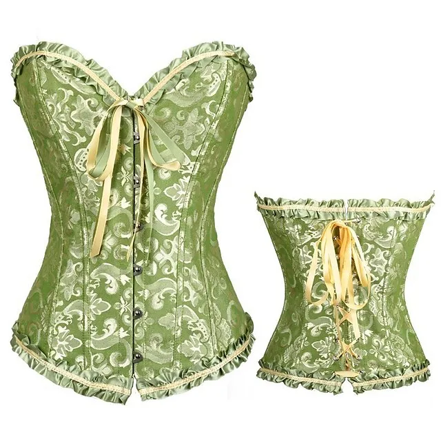 Corset Women's Corsets Trachtenmieder Christmas Halloween Wedding Party Birthday Party Plus Size Black White Wine Country Bavarian Overbust Corset Hook & Eye Lace Up Tummy Control Push Up Jacquard